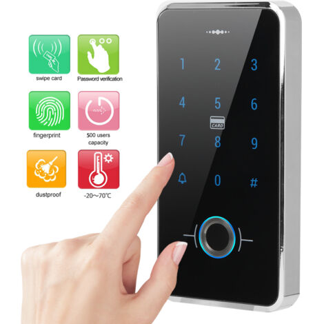Clavier biométrique tactile avec lecteur d'empreintes digitales et carte RFID - Contrôle d'accès étanche IP68