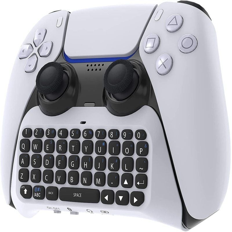 Clavier de contrôleur sans fil pour PS5, Bluetooth 3.0 Mini Gamepad portable Chatpad avec haut-parleur intégré et prise audio 3,5 mm pour Playstation