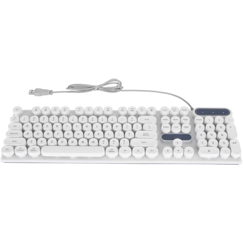 Clavier Gamer USB 104 Touches Rétroéclairage Respirant Ergonomique Étanche pour PC Bureau Ordinateur Portable Blanc Punk