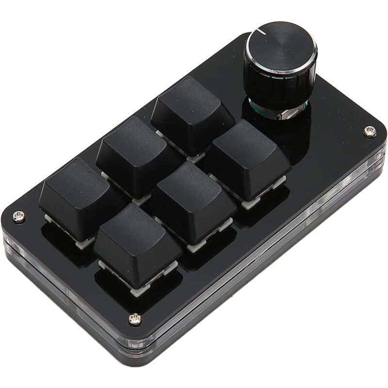 Clavier programmable, clavier mécanique portable à 6 touches à une main pour ordinateur pc (noir)