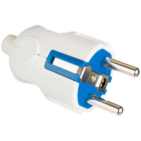 Clavija 2P+T 16A 250V Blanco Doble Sistema De Tierra Solera