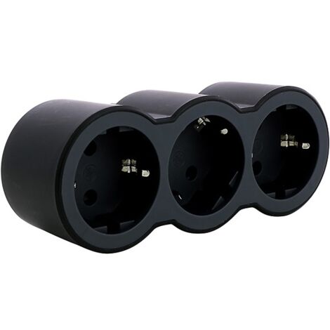 CLAVIJA ADAPTADOR TRIPLE 3TX2P+T 16A FRONT NEGRA
