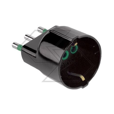 Clavija adaptadora de 2 polos + masa 16A 220V SCHUKO macho de paso ancho