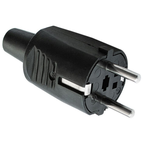 Clavija aérea bipolar con TTL negra 16A 250V PVC (Fenoplástica 146)