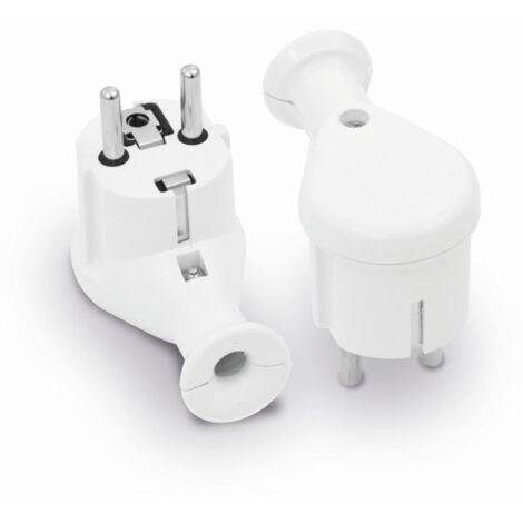 Clavija angular UNI-SCHUKO, 2P+Z, 16A, 250V, blanca - VT-301-0050
