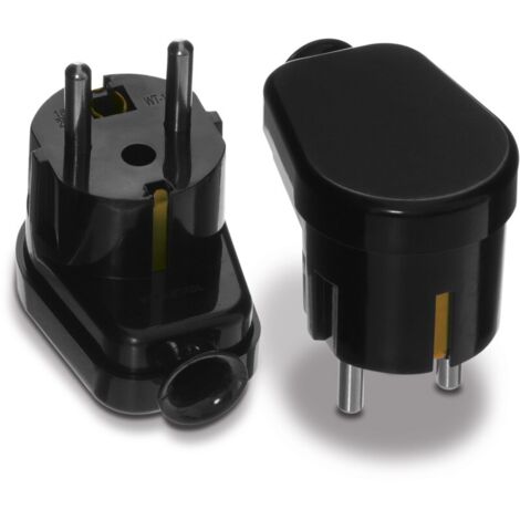 Clavija angular UNI-SCHUKO, 2P+Z, 16A, 250V, negra - VT-301-0025