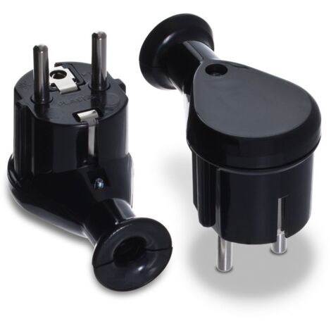Clavija angular UNI-SCHUKO, 2P+Z, 16A, 250V, negra - VT-301-0055