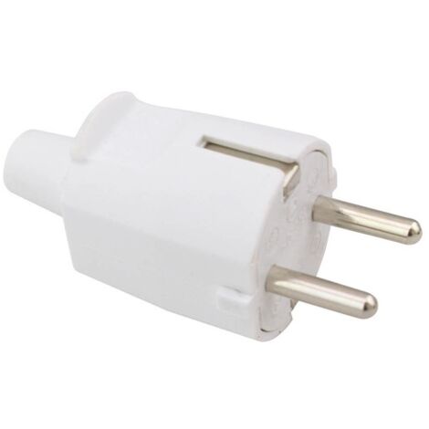 Clavija bipolar entrada cable recta 4.8mm Blanco