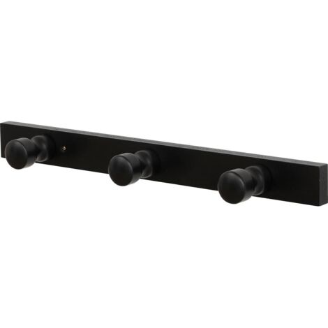 Clavija de madera para fijar con 3 ganchos - negro - Tendance