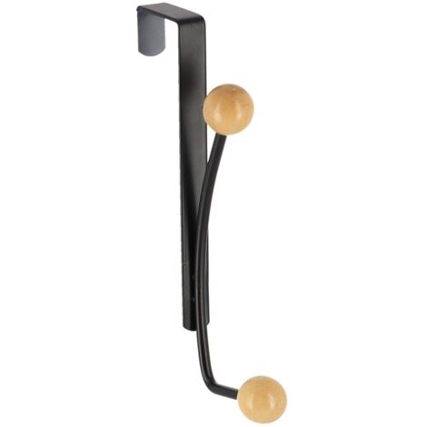 Clavija de metal con 2 ganchos de madera - madera negra - Tendance