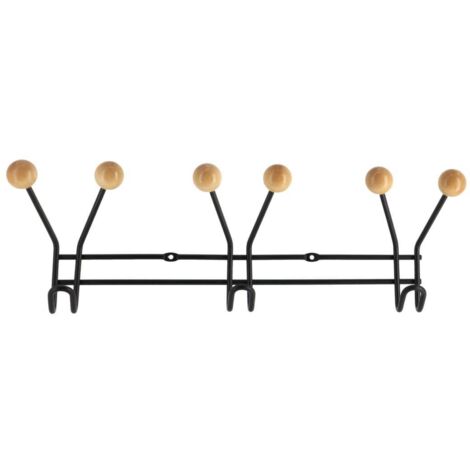 Clavija de metal con 3 ganchos para fijar decoracion de madera - madera negra - Tendance