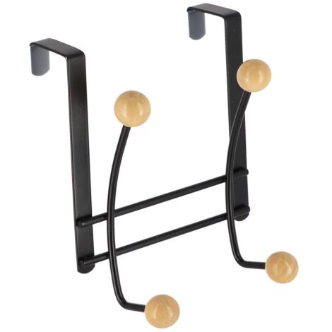 Clavija de metal con 4 ganchos de madera - madera negra - Tendance