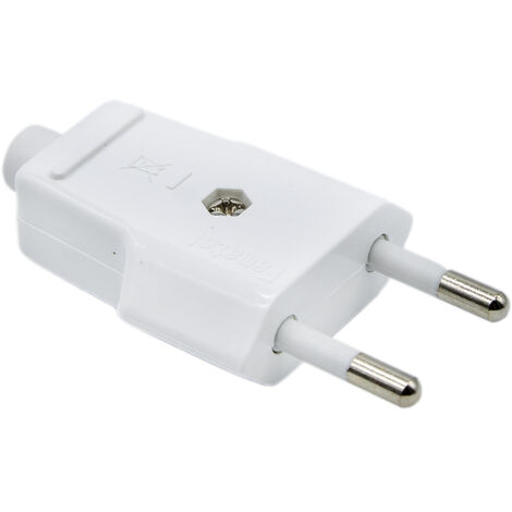 Clavija enchufe bipolar recto macho 10A 250V  Blanco