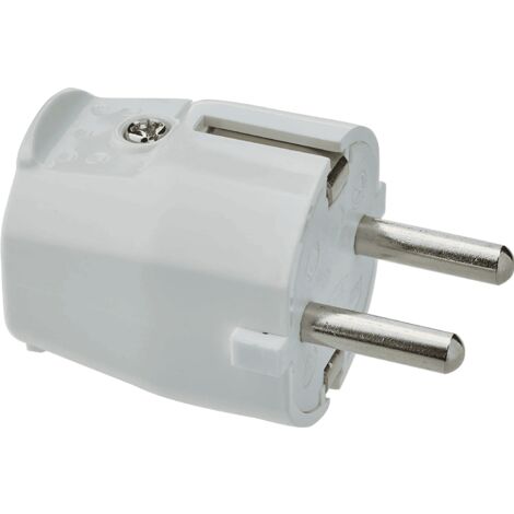 Clavija enchufe schuko recto macho 16 A  Blanco