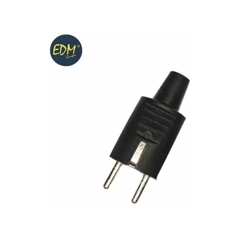 Clavija de Goma EDM 10/16A 250V T/TL IP44 4,8mm Negra (Retractilada)