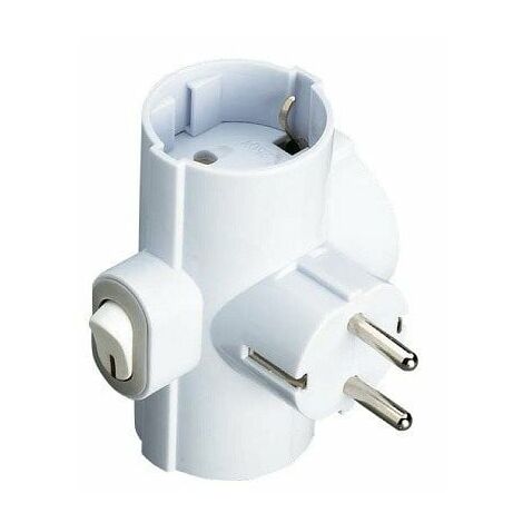 Clavija triple con interruptor luminoso