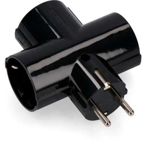 CLAVIJA TRIPLE NEGRA BLISTER CON BAQUELITA T/TL 16A 250V EDM