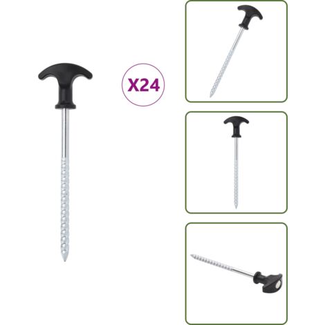 Clavijas de acero - vidaXL Clavijas para tienda 24 uds acero galvanizado 17 cm Ø7 mm - Clavijas galvanizadas