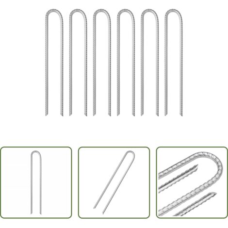 Clavijas de camping -  Clavijas de tienda forma U 6 uds acero galvanizado 37 cm Ø10 mm