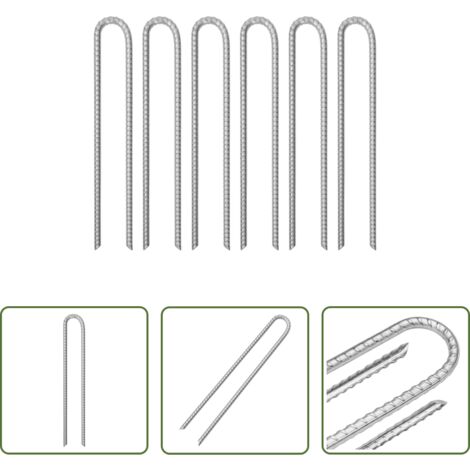 Clavijas de camping -  Clavijas de tienda forma U 6 uds acero galvanizado 41,5cm Ø12mm