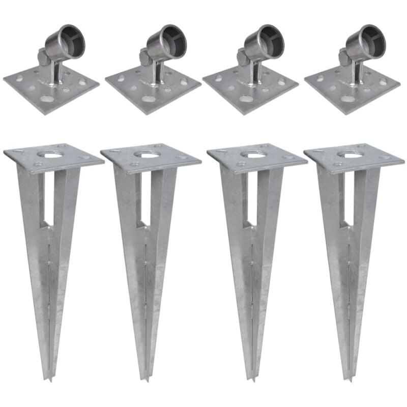 

Clavijas de postes puntales 4 unidades acero - Plateado - Vidaxl