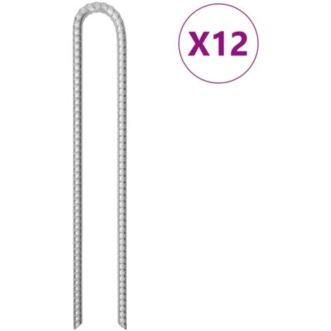 Clavijas de tienda forma U 12 ud acero galvanizado 41,5cm Ø12mm