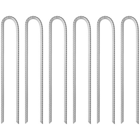 Clavijas de tienda forma U 6 uds acero galvanizado 37 cm Ø10 mm