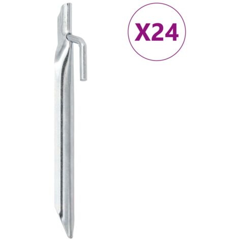 Clavijas de tienda forma V 24 uds acero galvanizado 17 cm Ø20mm