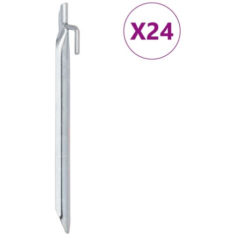 Clavijas de tienda forma V 24 uds acero galvanizado 24 cm Ø20mm