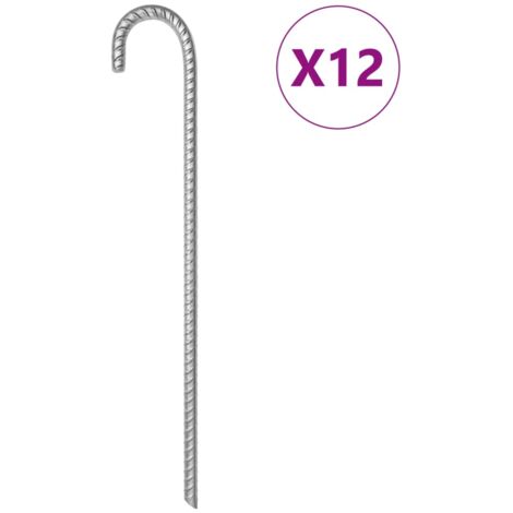 Clavijas para tienda 12 uds acero galvanizado 41,5 cm Ø12 mm