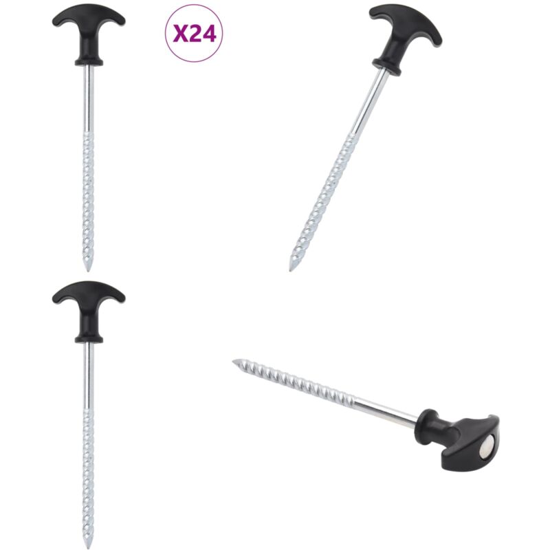 Clavijas para tienda 24 uds acero galvanizado 17 cm Ø7 mm - Clavijas para acampar - Clavijas para exteriores