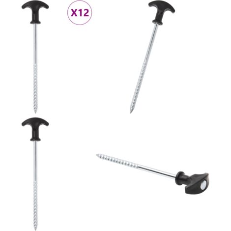 Clavijas para tienda 24 uds acero galvanizado 20 cm Ø7 mm - Clavijas para acampar - Clavijas para toldos