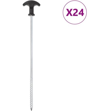 Clavijas para tienda 24 uds acero galvanizado 30 cm Ø7 mm