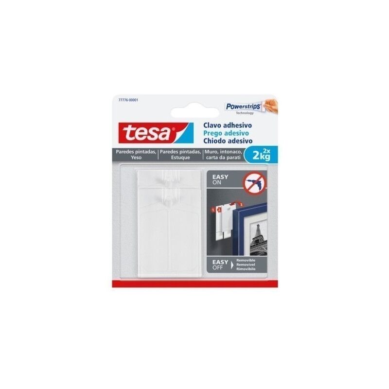 

Colgador Hogar 2Kg Adhesivo ReutilizaBlancoe Clavo Plastico Blanco Pared Pintada 2 Pz Tesata