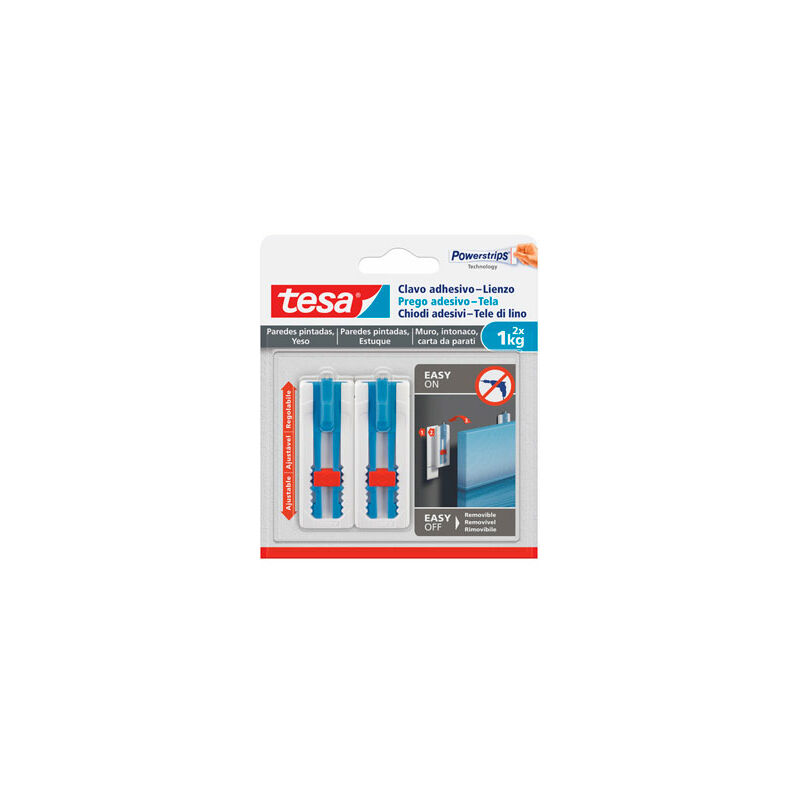 

Clavo Adhesivo Sms Ajustable Lienzos Pared Pintada 1.0 Kg Blister 2 Clavos 3 Tiras - Tesa Tape