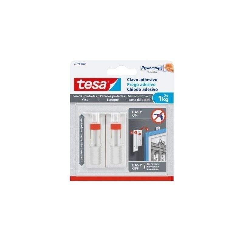 

tesa sms clavo adhesivo ajustable pared pintada hasta 1 k 77774 - Mibricotienda