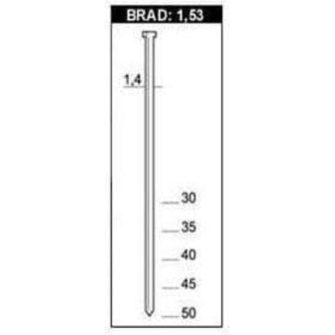 clavo con cabeza brad. acero. para clavadora neumática. en caja y tiras largo 55mm caja 2 millares
