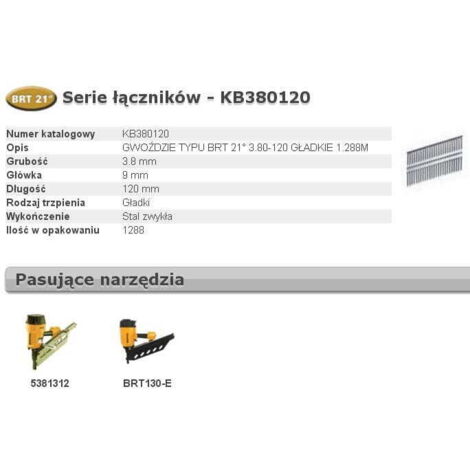 Clavos Bostitch BRT21 380 x 120 mm 1288 piezas KB380120