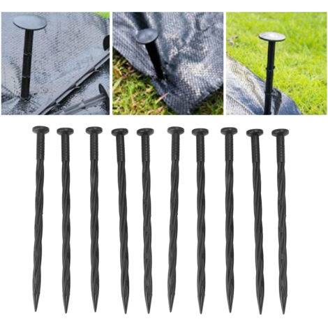 Clavos de nailon para bordes [espiral - juego de 50] - dimensiones 198 x 18 mm para adoquines, decoración de jardines y fijación de carpas.