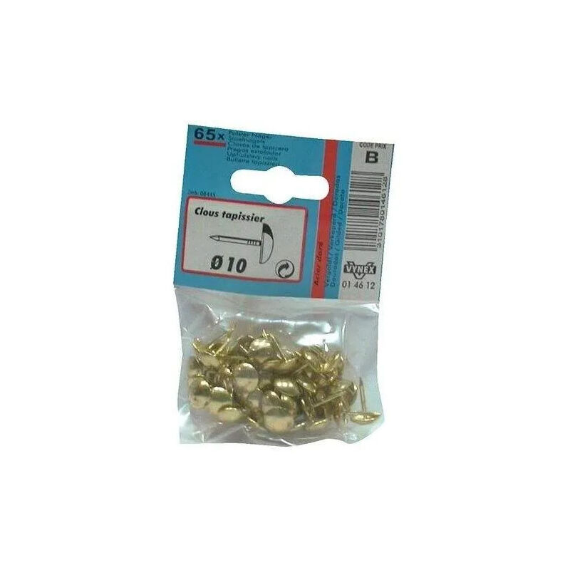 

Clavos de tapicería de acero chapado en oro de 10 mm SC, diámetro de 10 mm, 65 piezas