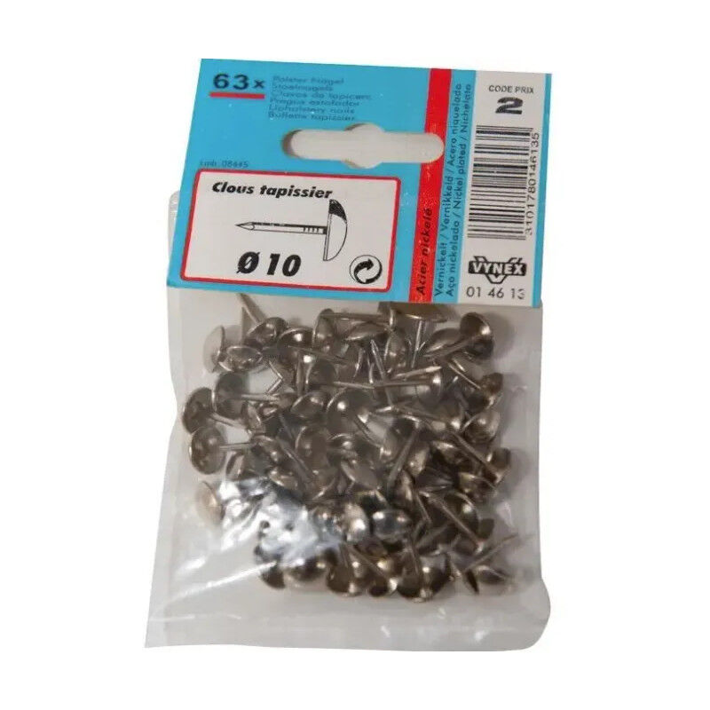 

Clavos de tapicería de acero niquelado 10mm SC, diámetro 10mm, 63 piezas