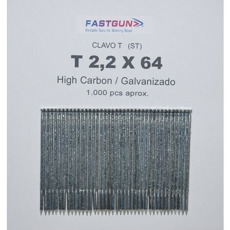 main image of "Clavos Galvanizados de Acero al Carbono con cabeza y de 2,20 mm de grosor por 64 de largo Tipo ST64 mm - 1 Caja de 1.000 unidades"