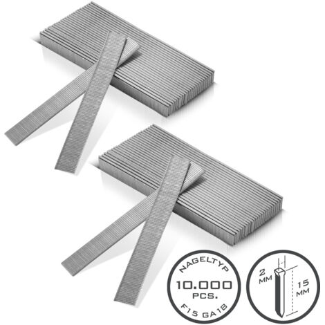 Clavos neumáticos STAHLWERK 15 mm Calibre 18 (1,25 x 1,05 mm) 2 mm cabeza 10.000 juegos