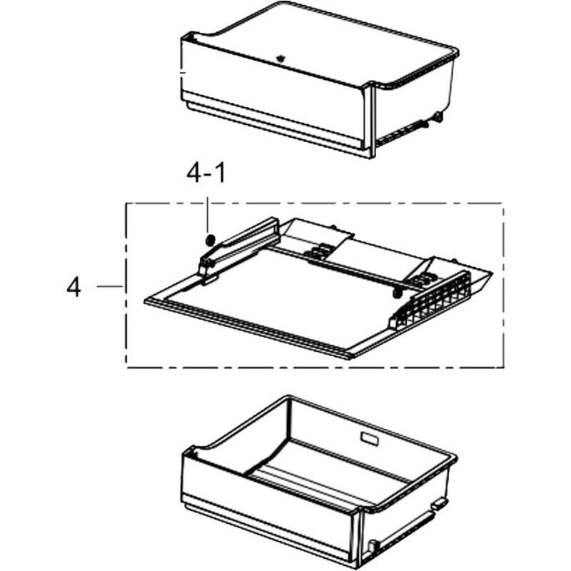 Samsung - Clayette, étagère bac à légumes complète d'origine (repère 4) 516X502 mm
