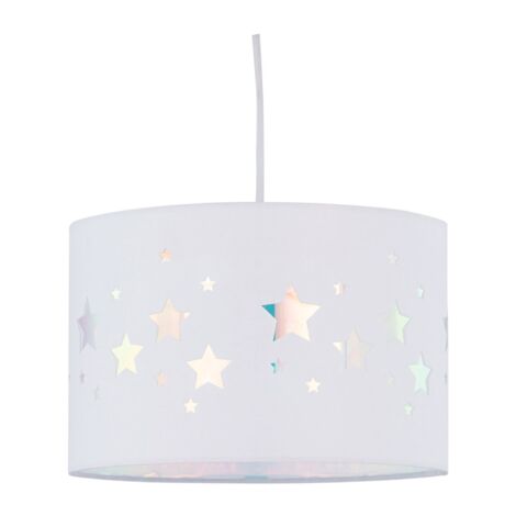 FIRST CHOICE LIGHTING Clayton - White Easy Fit Fabric Pendant Shade with Star Cut Out