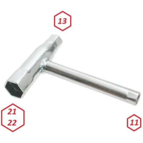 Clé à bougie 11mm + 13mm + 21-22mm clef à canne coudée