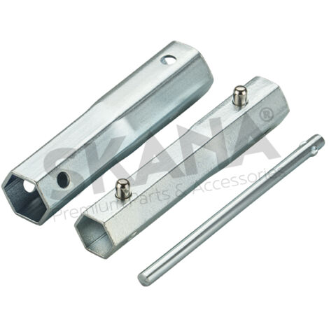 clé à bougie à tube 4 en 1 modulable arnold. avec hexagones de : 16, 18, 19, 21mm.