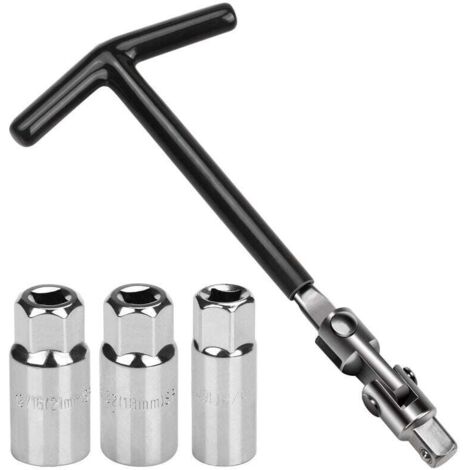 clé à Bougie d’allumage   3 Douilles 16mm 18mm 21mm Moto Outil d'enlèvementet poignée en T des Bougies Voiture