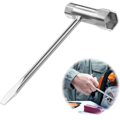 Clé à bougie d'allumage, clé combinée, clé en T, 13 mm x 19 mm, clé à bougie d'allumage, tondeuse à gazon, tournevis plat, accessoires de tronçonneuse, clé à bougie d'allumage pour la plupart des