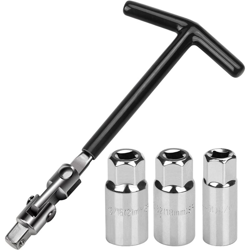 Clé à bougie d'allumage universelle 21 mm pour voiture et moto Outil de retrait de bougies d'allumage 16 mm/21 mm (noir)